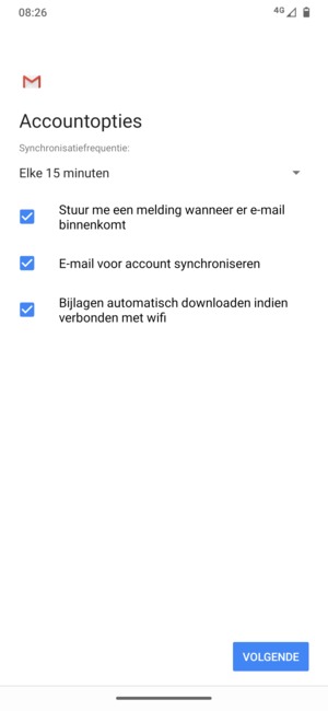 Selecteer VOLGENDE
