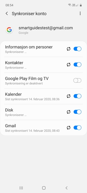 Din informasjon blir synkronisert