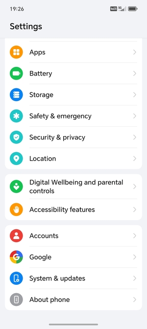 Scroll to and select Accounts