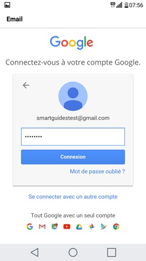 Saisissez votre mot de passe et sélectionnez Connexion