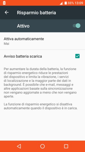 Attiva Risparmio batteria