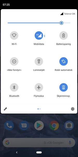 Juster lysstyrken til ønsket nivå