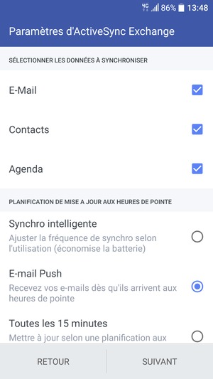 Sélectionnez SUIVANT