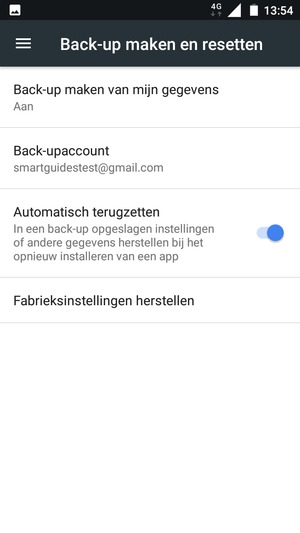 Selecteer Back-upaccount