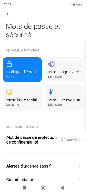 Votre téléphone est maintenant sécurisé par un écran de verrouillage