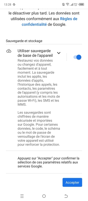 Sélectionnez Accepter