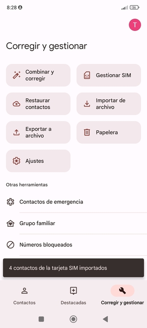 Sus contactos se guardarán en su cuenta de Google y se guardarán en su teléfono la próxima vez que Google sea sincronizado.