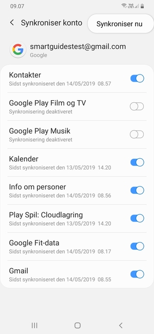 Vælg Synkroniser nu