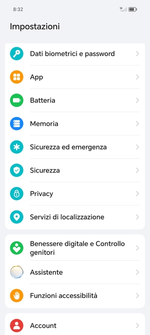 Scorri e seleziona Sicurezza