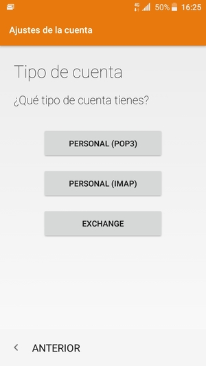 Seleccione PERSONAL (POP3) o PERSONAL (IMAP)