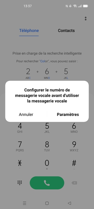 Si votre messagerie vocale n'est pas configurée, sélectionnez Paramétres