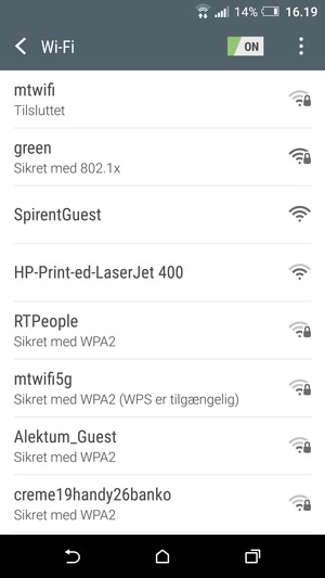 Du er nu tilsluttet Wi-Fi netværket