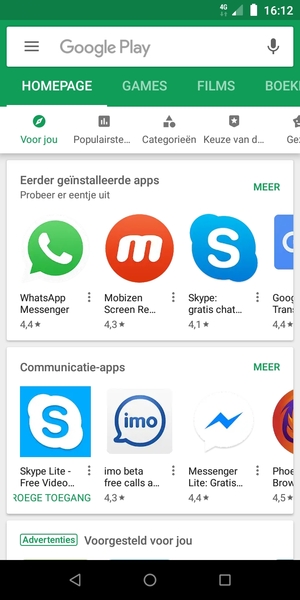 Selecteer de zoekbalk