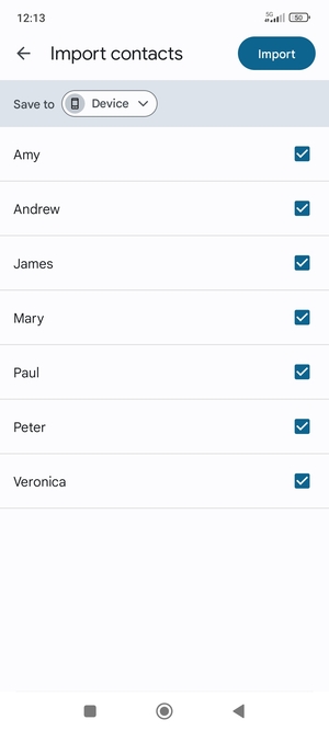 Select the v button