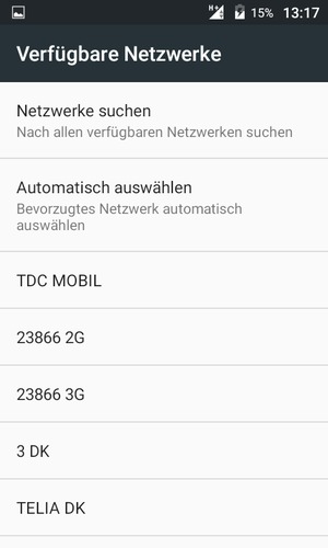Wählen Sie einen Netzbetreiber von der Liste
