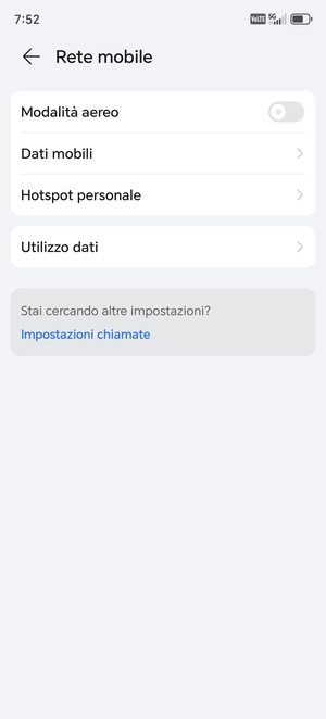 Seleziona Dati mobili