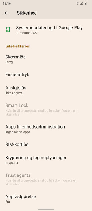 For at ændre PIN-koden til sim-kortet, scroll til og vælg SIM-kortlås
