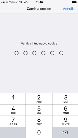 Reinserisci il tuo nuovo codice di accesso