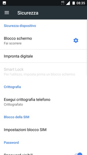 Seleziona Impostazioni blocco SIM