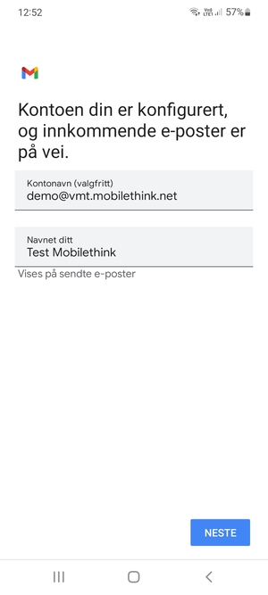 Gi din konto et navn og skriv inn ditt navn. Velg NESTE