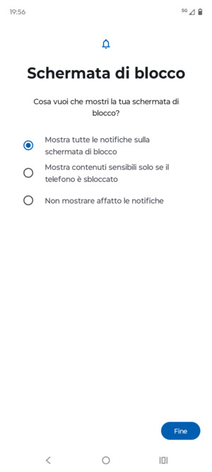 Seleziona la tua opzione preferita e poi Fine