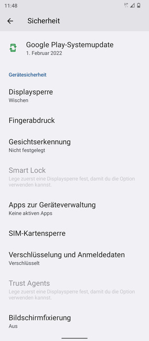 Um die PIN für die SIM-Karte zu wechseln, scrollen Sie und wählen Sie SIM-Kartensperre