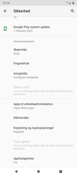 Scroll til og vælg SIM-kortlås