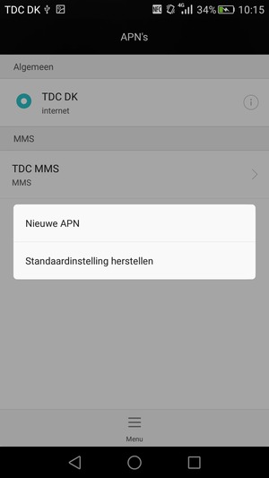 Selecteer de Menu-knop en selecteer Standaardinstelling herstellen