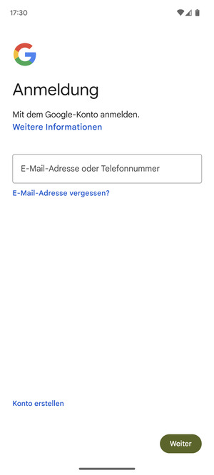 Geben Sie Ihre E-Mail-Adresse ein und wählen Sie Weiter