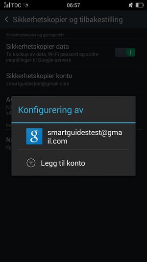 Velg sikkerhetskopi-kontoen din