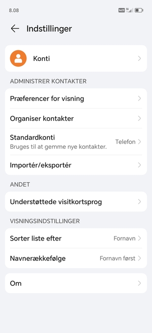 Vælg Importér/eksportér