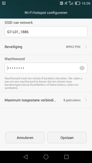 Voer een wachtwoord van ten minste 8 tekens in en selecteer Opslaan