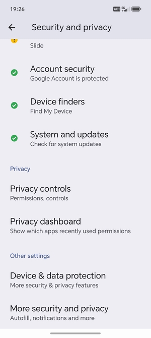 Scroll to and select More security and privacy