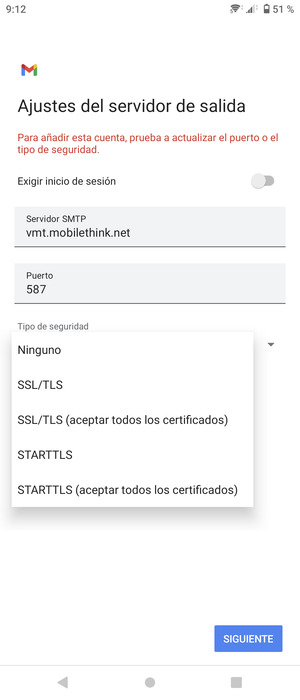 Seleccione Ninguno y SIGUIENTE