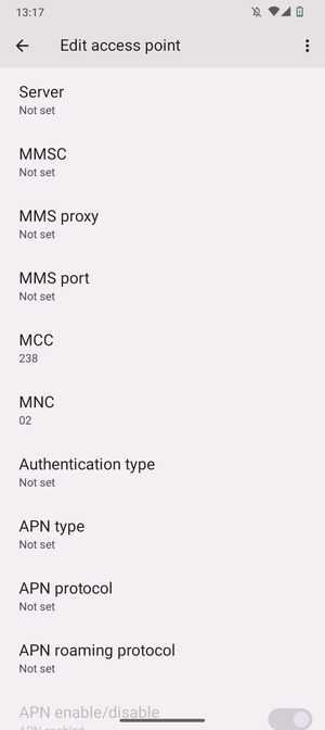 Scroll down and enter MMS information