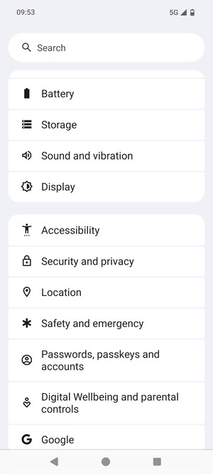 Scroll to and select Security and privacy