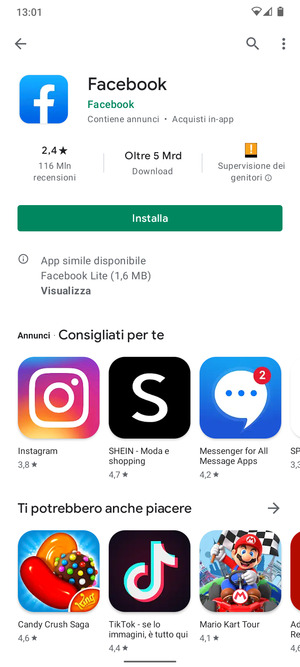 Seleziona Installa