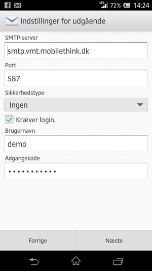 Indtast Udgående serveradresse