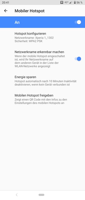 Ihr Handy ist jetzt für die Verwendung als Modem eingerichtet