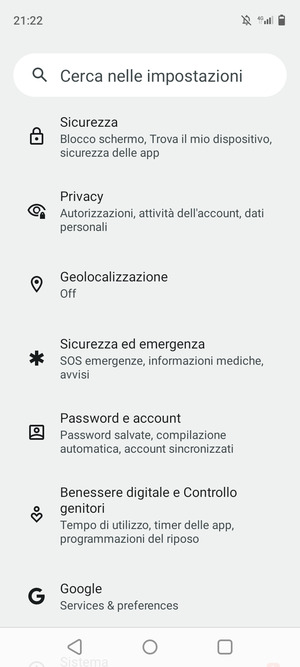 Scorri e seleziona Sicurezza