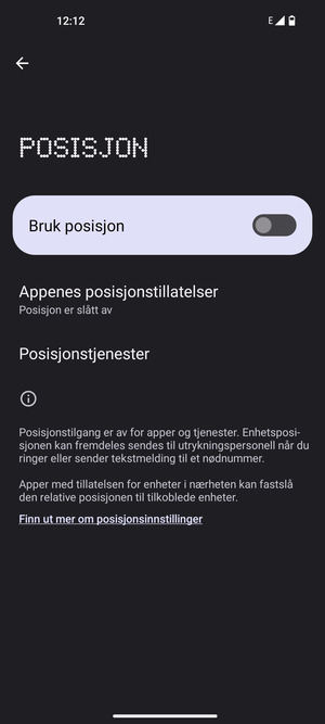 Slå av Bruk posisjon