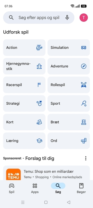 Vælg søgefeltet
