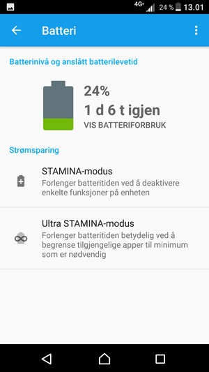 Velg STAMINA-modus