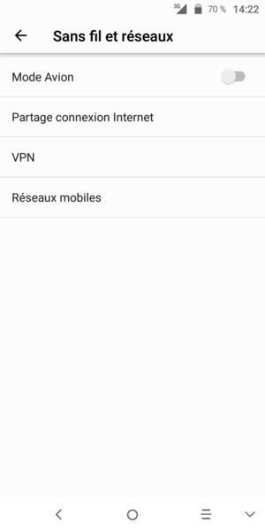 Sélectionnez Réseaux
mobiles