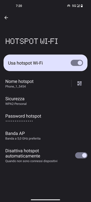 Il telefono è ora pronto per essere usato come modem
