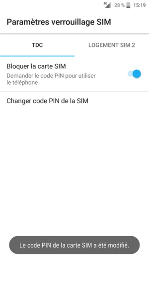 Votre code PIN de la carte SIM a été modifié