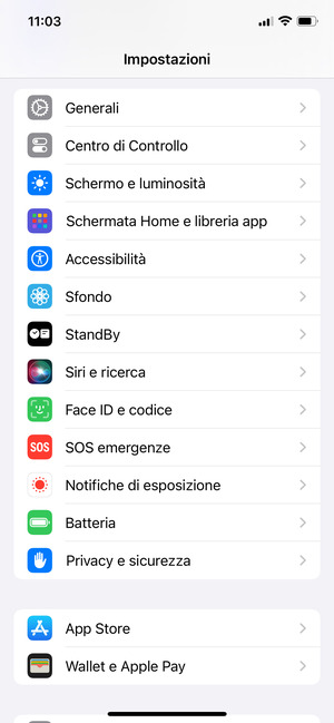 Torna al menu Impostazioni e seleziona Batteria
