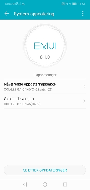 Hvis telefonen din er oppdatert, vil du se følgende skjermbilde