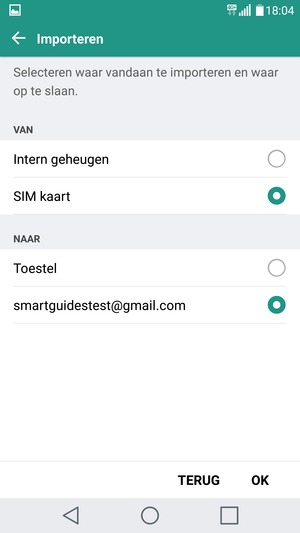 Selecteer uw Google-account en selecteer vervolgens OK