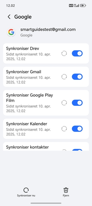 Vælg Synkroniser nu